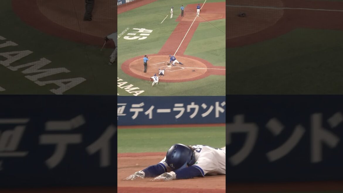 宮﨑の一打で、知野が一塁から激走ホームイン！