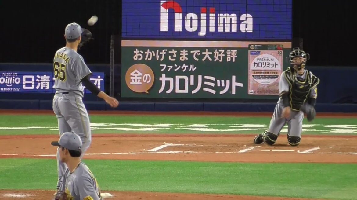 2025年8月28日 阪神・湯浅 京己（ゆあさ あつき） 投手の準備投球（ボールデッド中）