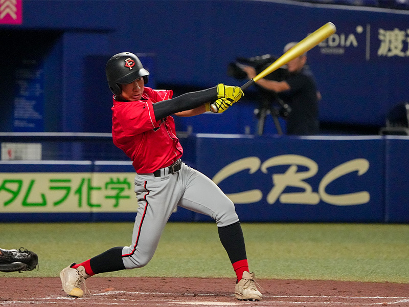 2回裏2死三塁、北井選手のタイムリーで先制