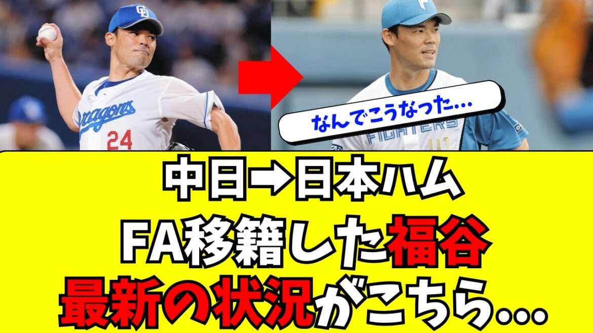 【中日→日ハム】FA移籍した福谷の最新の状況が・・・