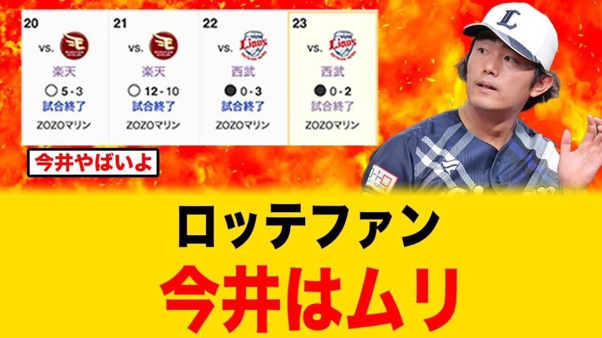 22回目の完封負け...ロッテファン「今井達也ムリゲーだろ」【千葉ロッテマリーンズ】