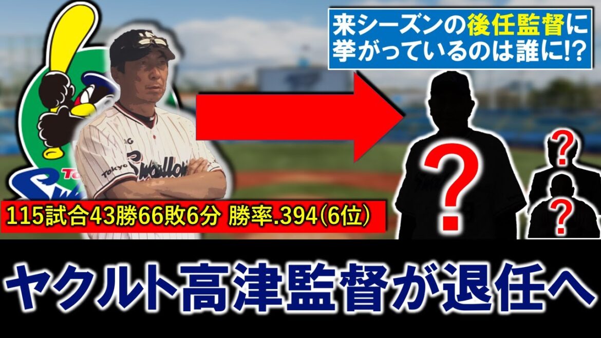 【ついに監督交代へ...】ヤクルトスワローズ『高津監督』が今季限りでの退任を発表！２連覇＆日本一を達成の実績もここ３年は低迷でフロントが決断！そして後任監督に挙がっている人たちは誰に！？