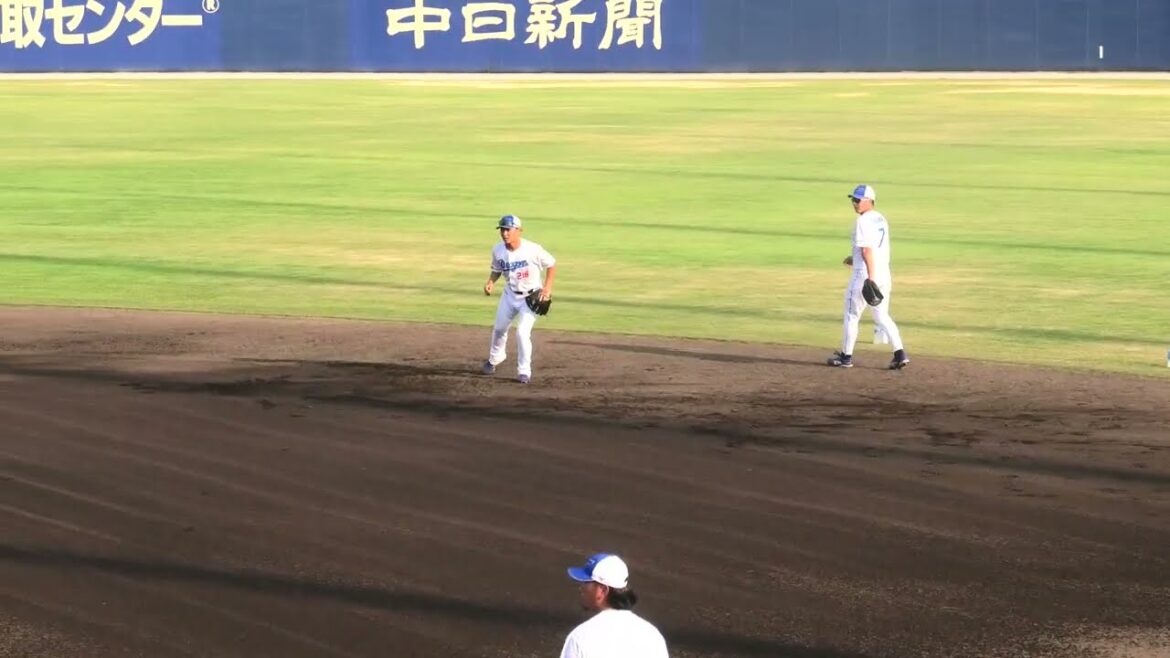 【復帰間近 ?】中日ドラゴンズ 福永裕基選手が試合終了後に川上理偉選手と共にノックを受ける 2025/8/26 ナゴヤ球場