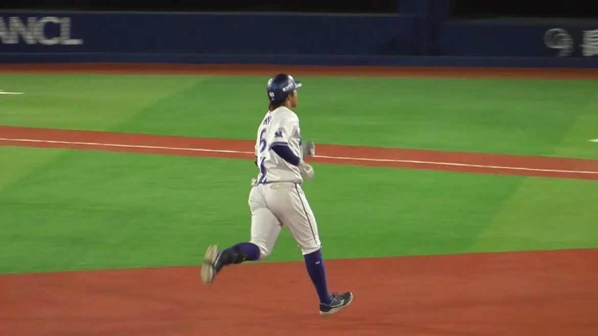 2025年8月28日 阪神戦 知野 直人 選手 2ランホームラン判定後のシーン（ボールデッド中）