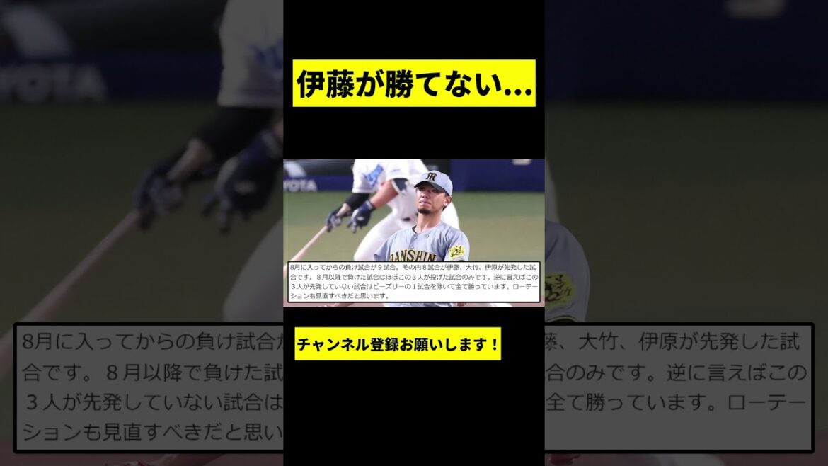 【阪神】伊藤将司が勝てない... #shorts
