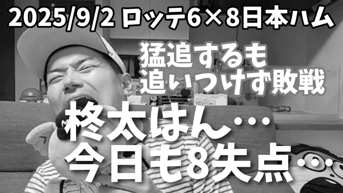【9月2日(火)】ロッテ対日本ハム 振り返り 柊太はん…今日も8失点…猛追するも追いつけず敗戦。藤岡3安打！