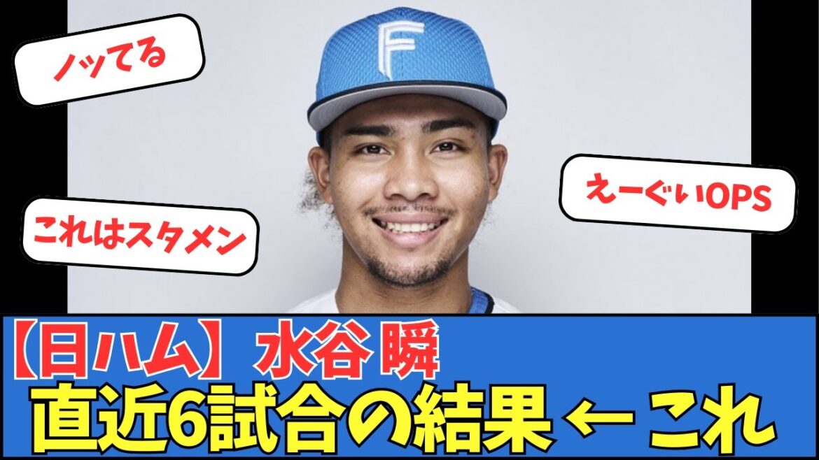 【日ハム】水谷瞬、直近6試合の結果←これ 【日ハム】水谷瞬、直近6試合の結果←これ