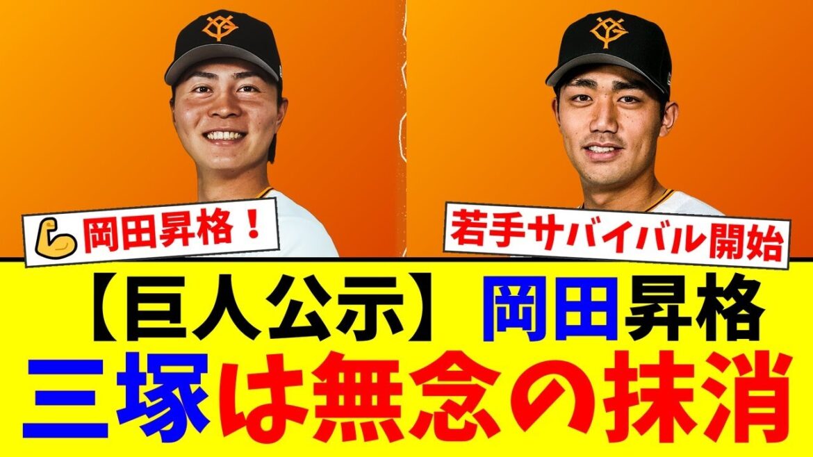 【巨人公示】2軍でサヨナラ打の岡田悠希が待望の一軍昇格！一方でプロ初安打が遠い三塚琉生は登録抹消…若手の明暗分かれる入れ替えにファンから様々な声【プロ野球ファンの反応】