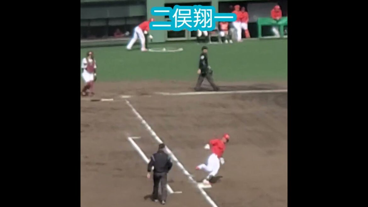 20250301　宮﨑敏郎打法！二俣翔一　2025年の打撃フォームと走塁　#shorts　広島東洋ｶｰﾌﾟ@岡山 倉敷ﾏｽｶｯﾄｽﾀｼﾞｱﾑ･外野ﾗｲﾄ ｵｰﾌﾟﾝ戦