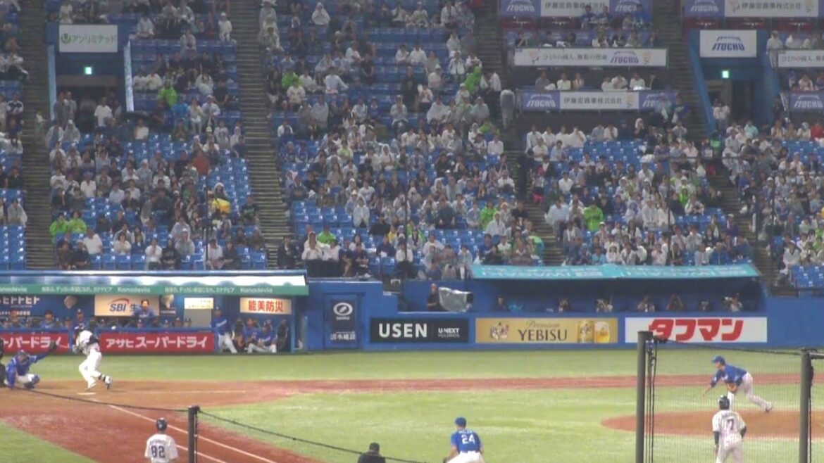 ヤクルト 北村恵吾 デッドボール　ヤクルト vs 中日　2025年9月11日(木)　神宮球場
