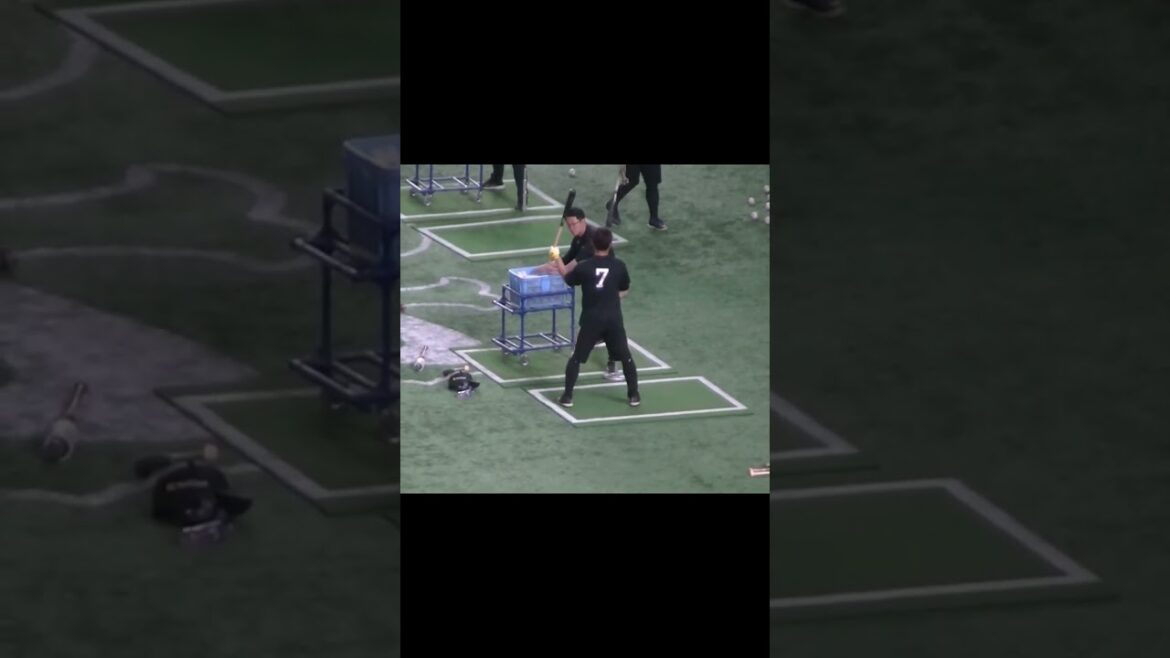 中村晃が片手トスバッティング【読売ジャイアンツ対ソフトバンクホークス2024年5月30日】