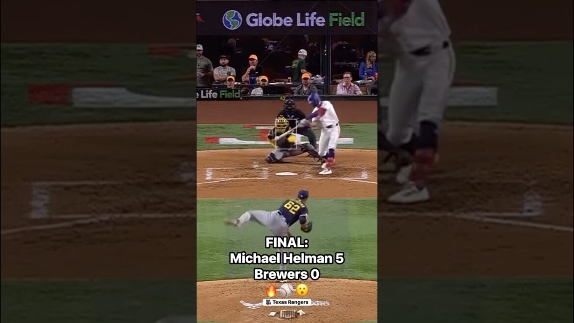 5 RBI night for #Rangers OF Michael Helman vs. #Brewers 🔥⚾️ #mlb #baseball #fyp #explore #texas