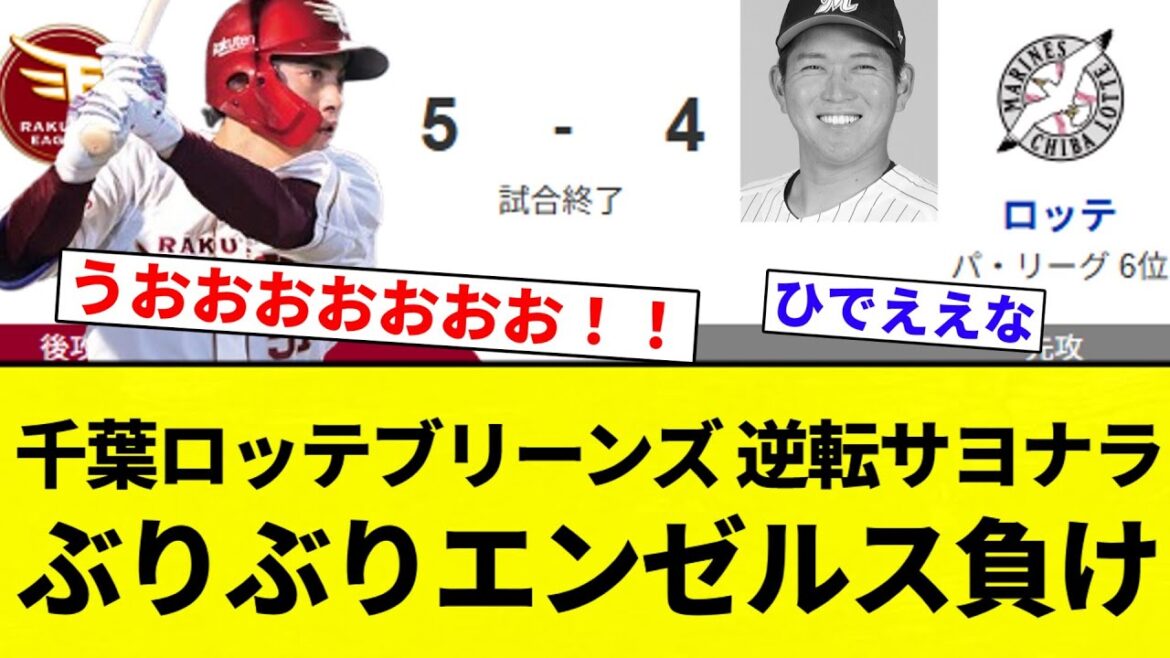 【ぶりーんず定期】千葉ロッテブリーンズ 逆転サヨナラぶりぶりエンゼルス負け【プロ野球反応集】【2chスレ】【なんG】