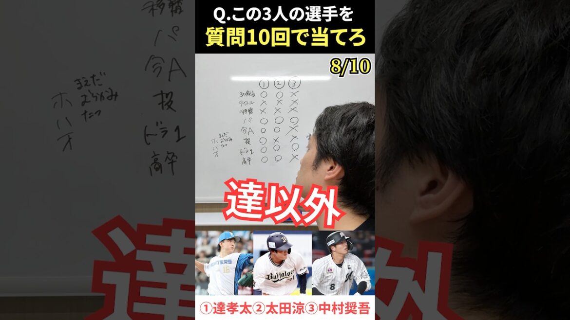 プロ野球アキネーター #プロ野球 #アキネーター #達孝太 #太田椋 #中村奨吾