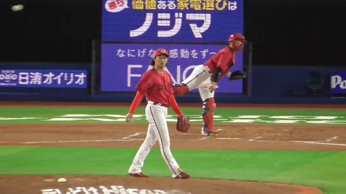 2025年9月21日 広島東洋・鈴木 健矢 投手の準備投球（イニング中外）