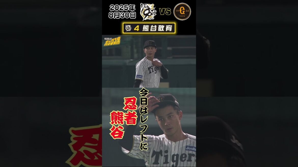 【今日はレフトに忍者熊谷！】どこでも忍者熊谷の守備は健在！（2025年8月30日 阪神ー巨人）  #サンテレビボックス席 #shorts