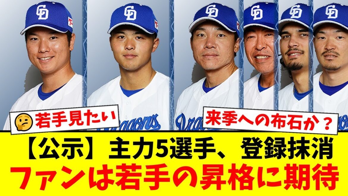中日、Bクラス確定後に清水達也、大島洋平ら主力5選手を抹消。ファンからは若手起用を望む声と、石橋康太の起用法やロドリゲスの来季を危ぶむ声も…【プロ野球ファンの反応】