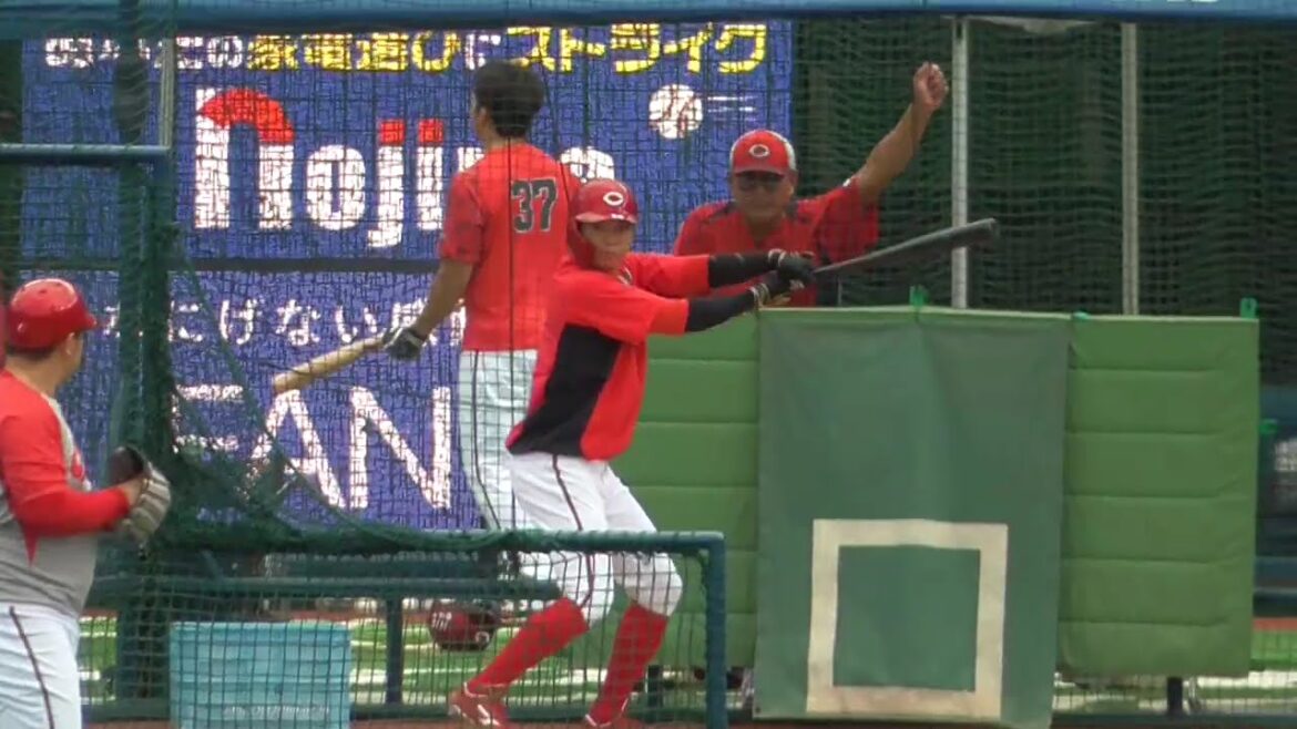 2025年9月21日 広島東洋・大盛 穂 選手の試合前フリー打撃練習