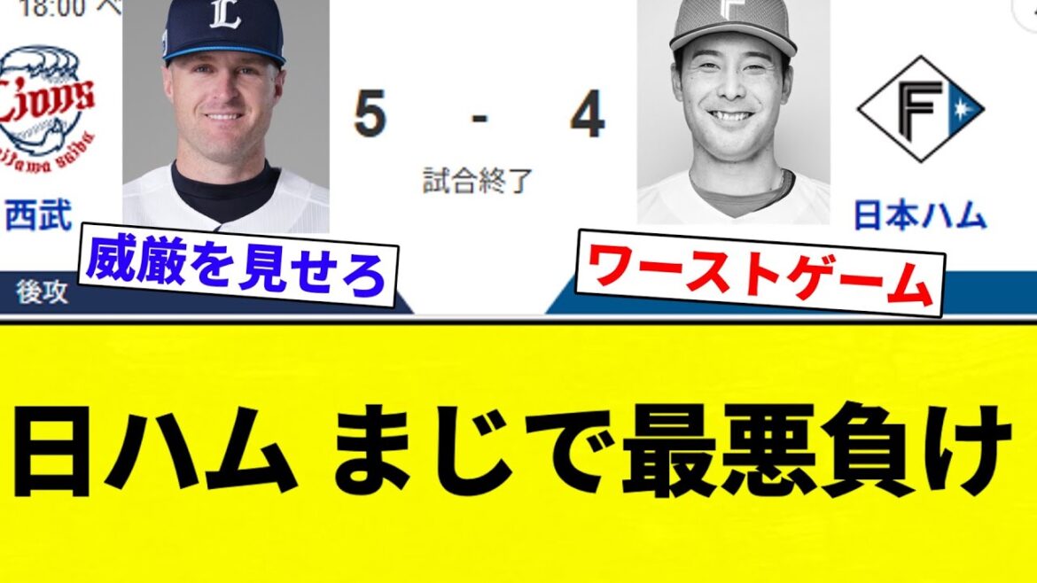 【ワースト試合や】日ハム 西武にまじで最悪負け【プロ野球反応集】【2chスレ】【なんG】