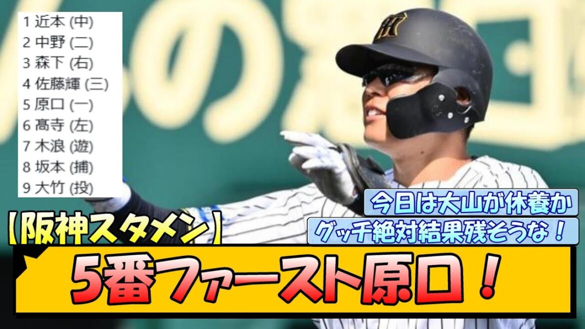【阪神スタメン】5番ファースト原口！