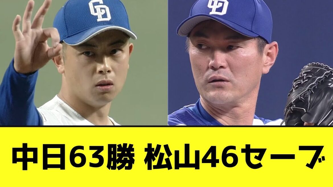 中日63勝 松山46セーブwwwwwwwwwwww【なんJ反応】