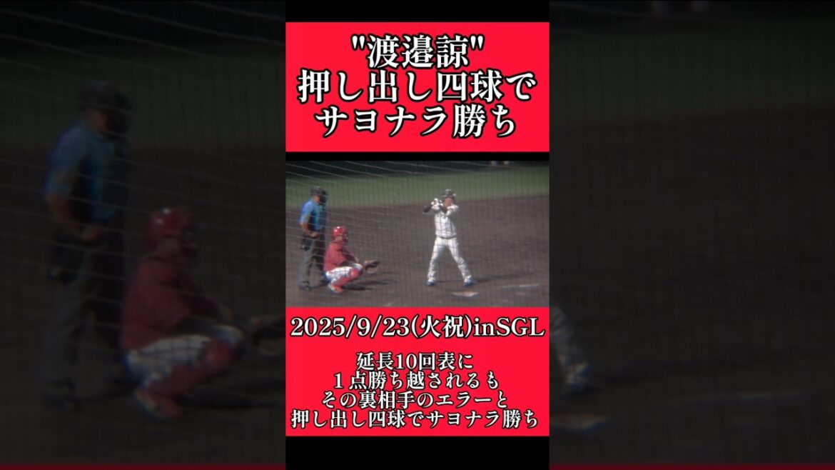 【阪神】"渡邉諒"２軍の試合で押し出し四球を選びサヨナラ勝ち！ #阪神 #阪神タイガース #渡邉諒 #shorts