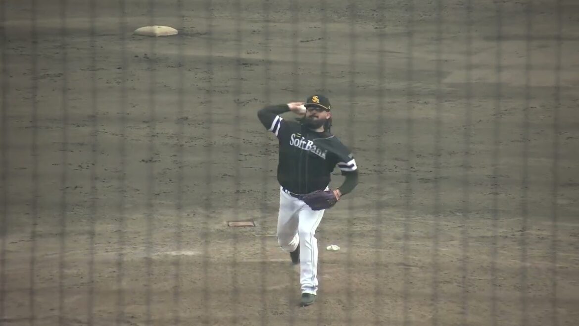 【球界のラーメンマン】福岡ソフトバンクホークス オスナ投手 投球練習 2025/9/26 ナゴヤ球場