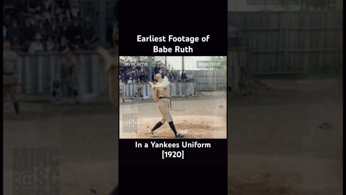 1920年 ヤンキースのユニフォームを着たベーブ・ルースの最古の映像 #歴史 #トレンド