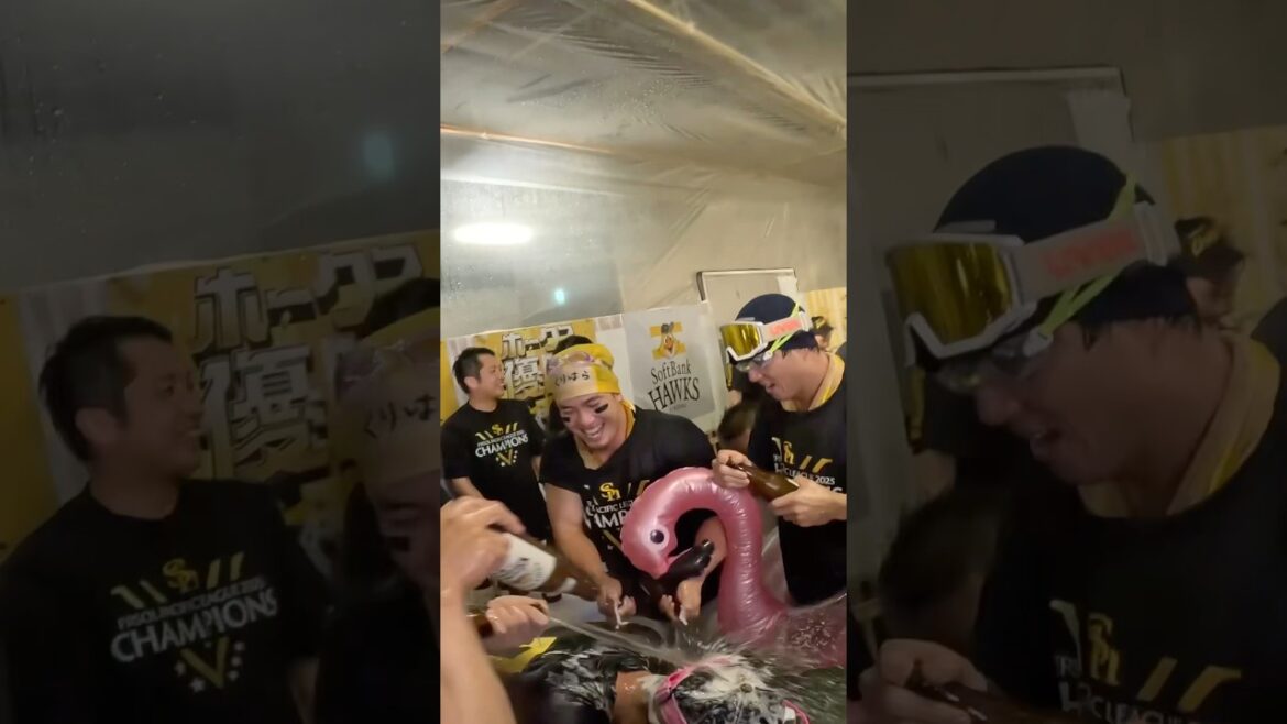 【2025リーグ優勝】ビールかけ、岩井俊介投手目線【頭にGoProつけてみた】#shorts #福岡ソフトバンクホークス #sbhawks #プロ野球 #岩井俊介