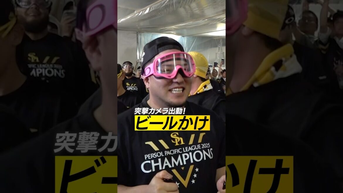 【2025リーグ優勝】ビールかけにホークスTV突撃カメラが潜入！【あらぼーい】 #shorts #福岡ソフトバンクホークス #sbhawks #プロ野球