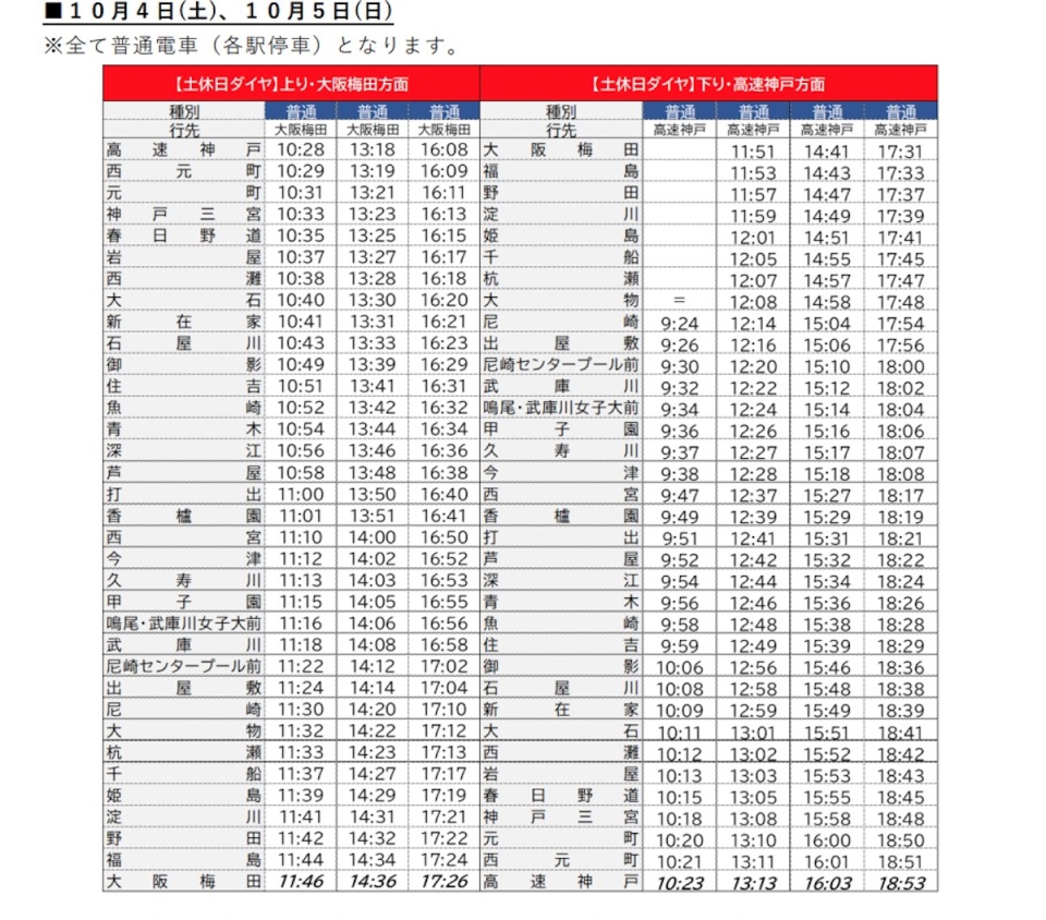 ニュース画像 3枚目：10月4日・5日の運行計画