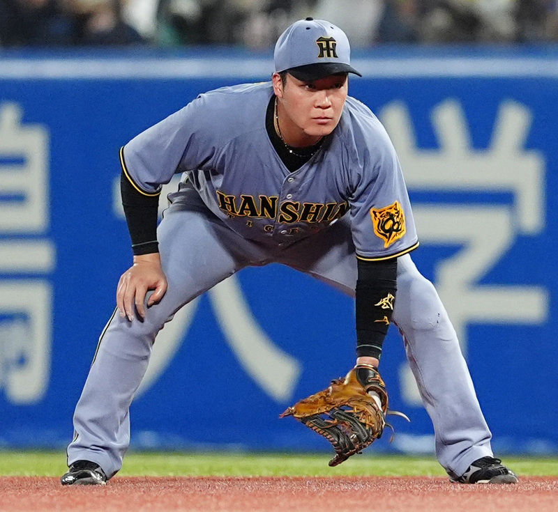 8月23日の神宮でのヤクルト戦で一塁守備に就く大山