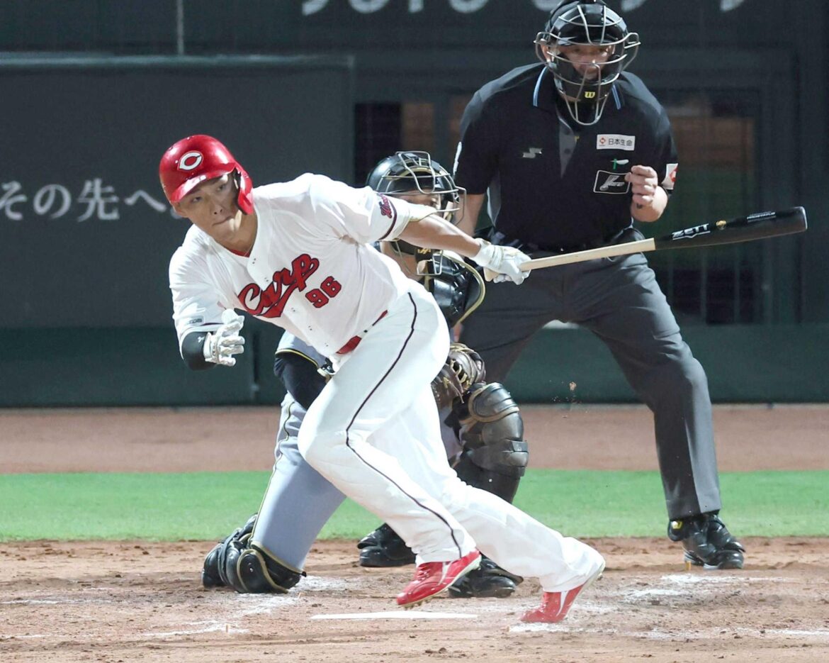 広島・中村奨が意地打 大竹撃ちでチーム初得点「何とか食らいついていった」 今季８６安打目（デイリースポーツ） - Yahoo!ニュース - Yahoo!ニュース