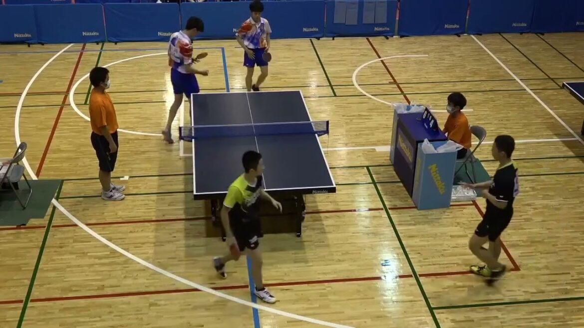 2022年IH卓球 男子ダブルス 3回戦 遠藤 唯夢・佐々木 駿成 (鶴岡東・山形) x 小川 京介・西坂 優也 (滝川第二・兵庫)