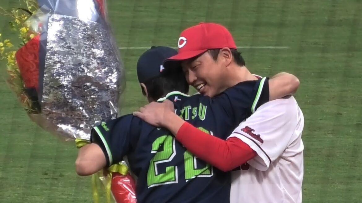 地元広島でラスト采配の高津監督に高校後輩の新井監督から花束からの熱いハグ！広島東洋カープvs東京ヤクルトスワローズ 2025年10月4日