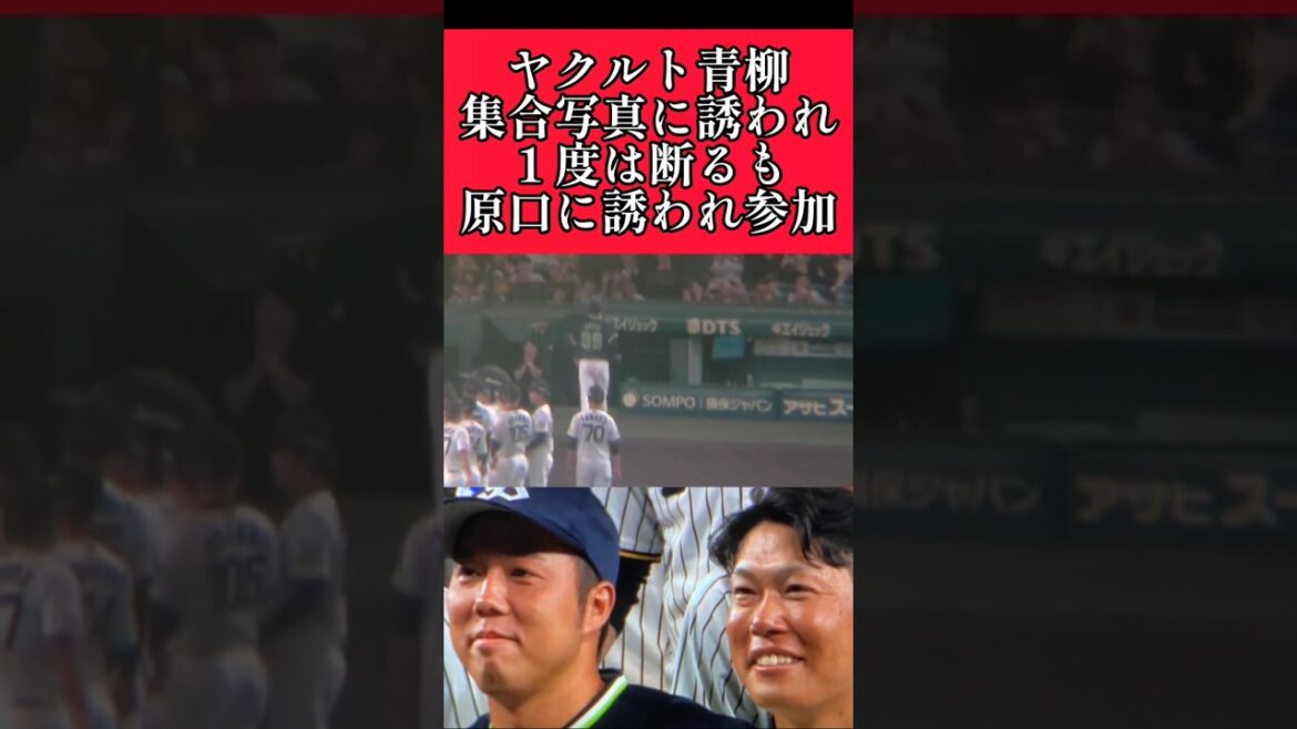 【ヤクルト】"青柳晃洋 "原口の引退セレモニーで集合写真に参加！ #ヤクルトスワローズ  #青柳晃洋 #shorts