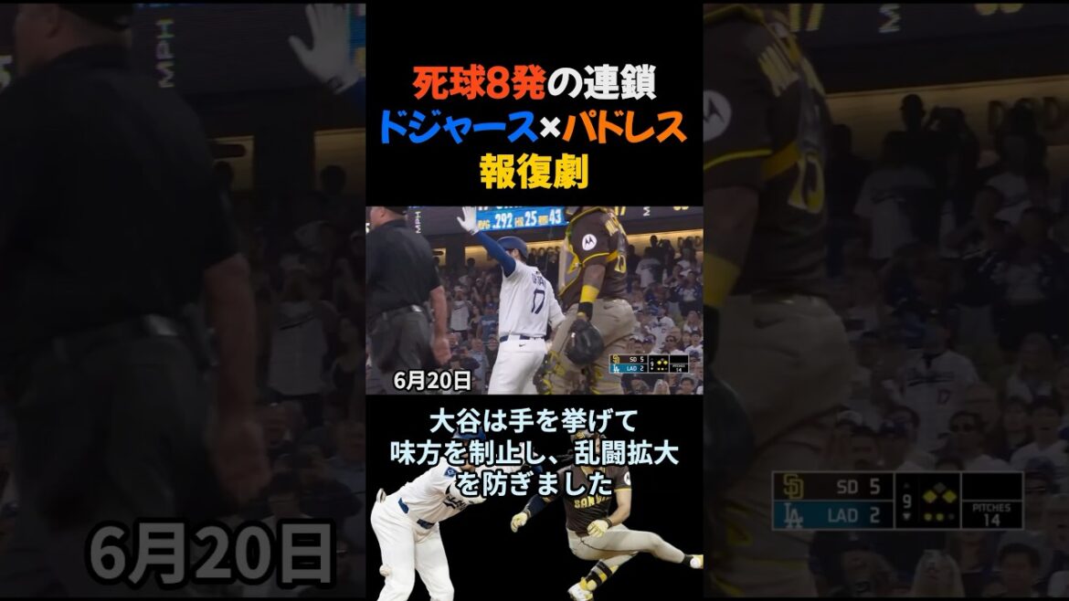 死球8発の連鎖・・ドジャース × パドレス 報復劇まとめ #大谷翔平 #タティス #乱闘