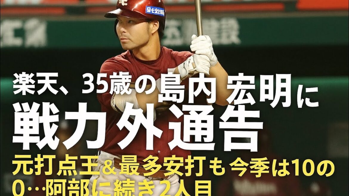 楽天、35歳の島内宏明に戦力外通告　元打点王＆最多安打も今季は10の0…阿部に続き2人目