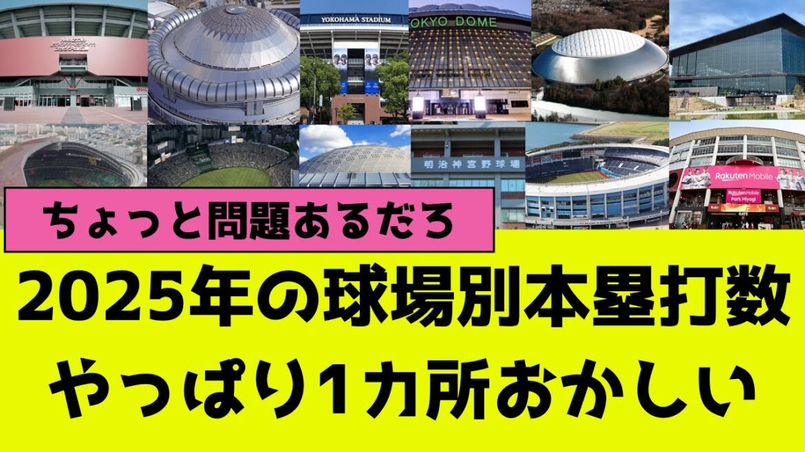 今年のプロ野球12球団ホーム球場別の本塁打数、やっぱり1ヶ所おかしいままだった 今年のプロ野球12球団ホーム球場別の本塁打数、やっぱり1ヶ所おかしいままだった