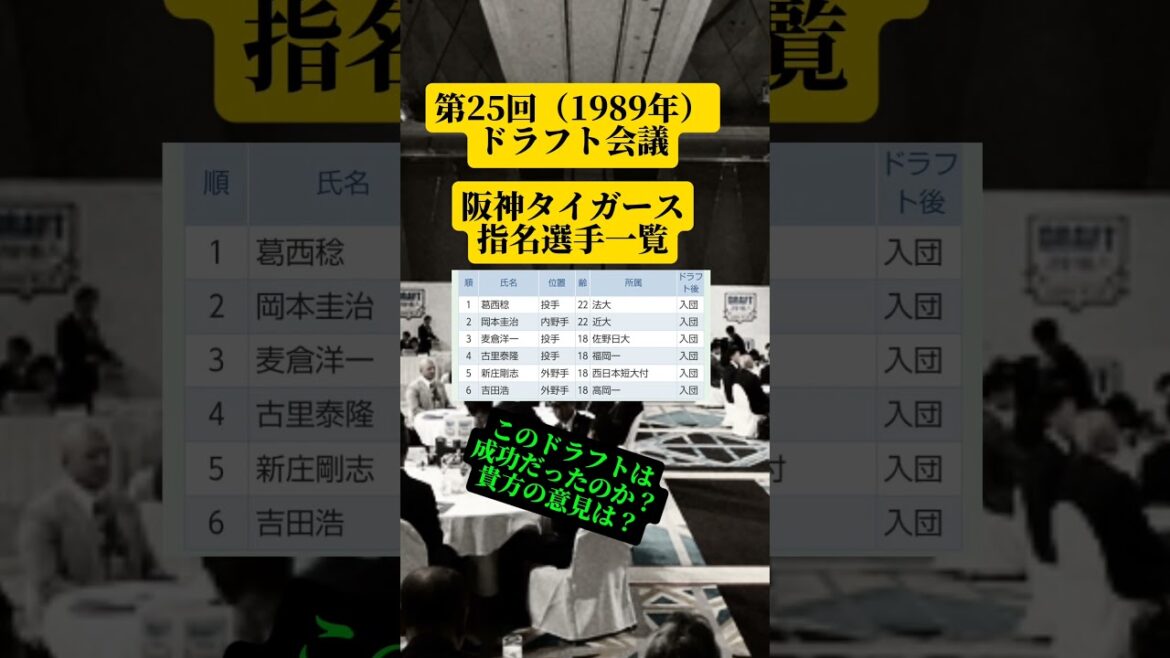 第25回（1989年）ドラフト会議阪神タイガース指名選手一覧