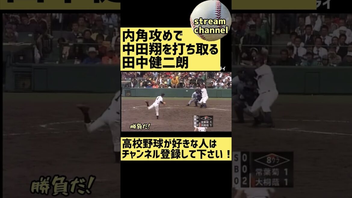 【常葉菊川】田中健二朗投手が内角攻めで中田翔選手を打ち取る【高校野球】