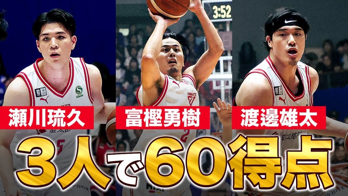 【千葉J三銃士】瀬川琉久・富樫勇樹・渡邊雄太の3人で60得点を記録！ #Bリーグ