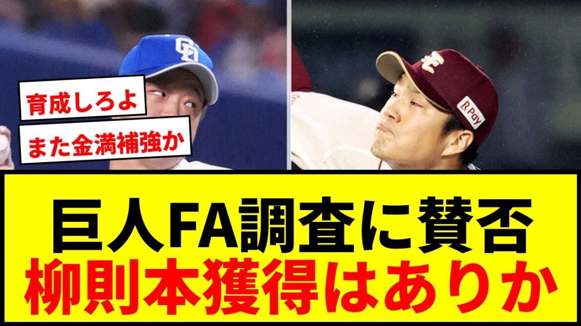【速報】巨人、今年も大型補強か！中日柳裕也＆楽天則本昂大のFA獲得調査にファン賛否両論wwww