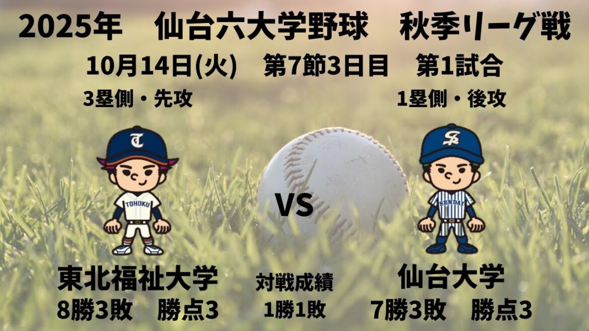 【仙台六大学野球_2025秋季リーグ戦】東北福祉大学 vs. 仙台大学　＜第7節　10月14日＞