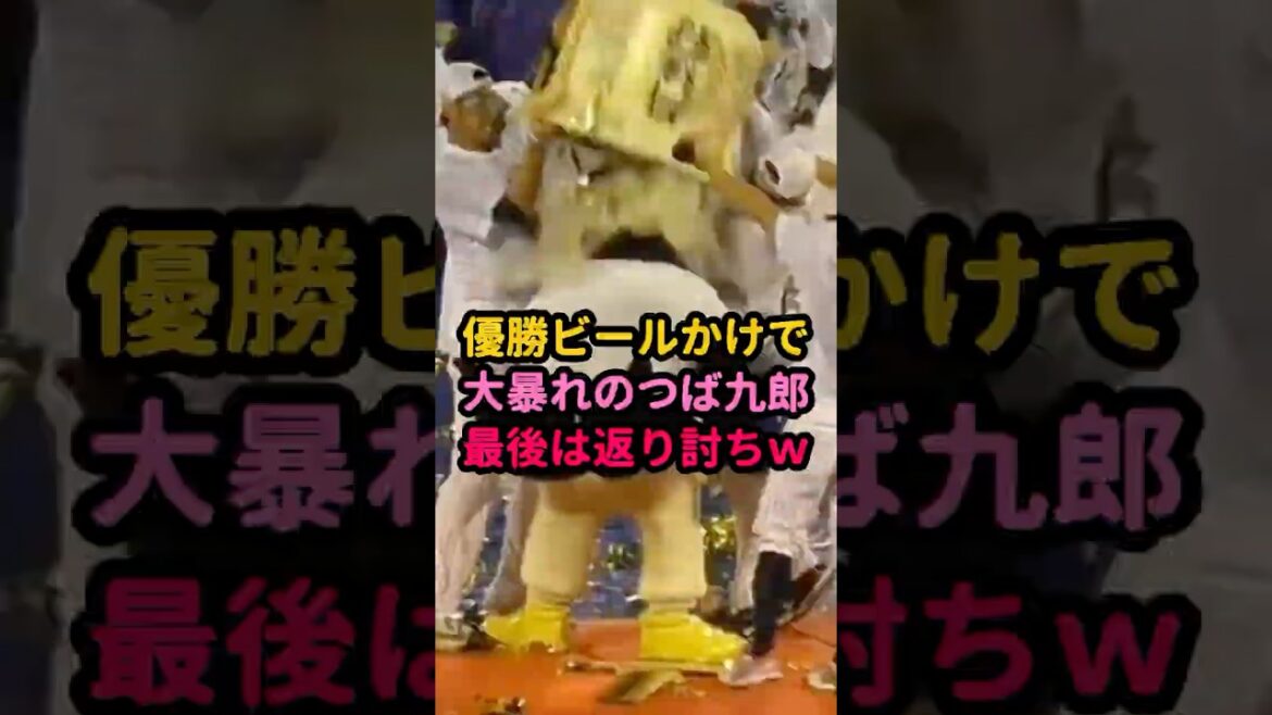 つば九郎がビールかけで大暴れ！最後はまさかのｗ #プロ野球 #ヤクルトスワローズ #つば九郎