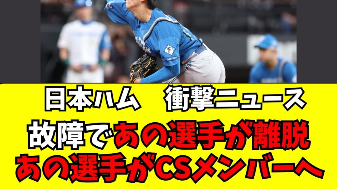 【日本ハム】CSメンバー入替え!1人離脱、あの選手が昇格 【日本ハム】CSメンバー入替え!1人離脱、あの選手が昇格