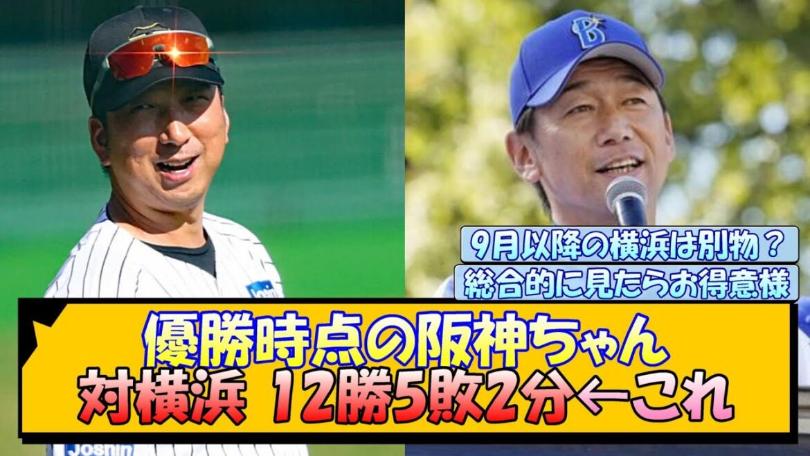 優勝時点の阪神ちゃん、対横浜 12勝5敗2分←これ