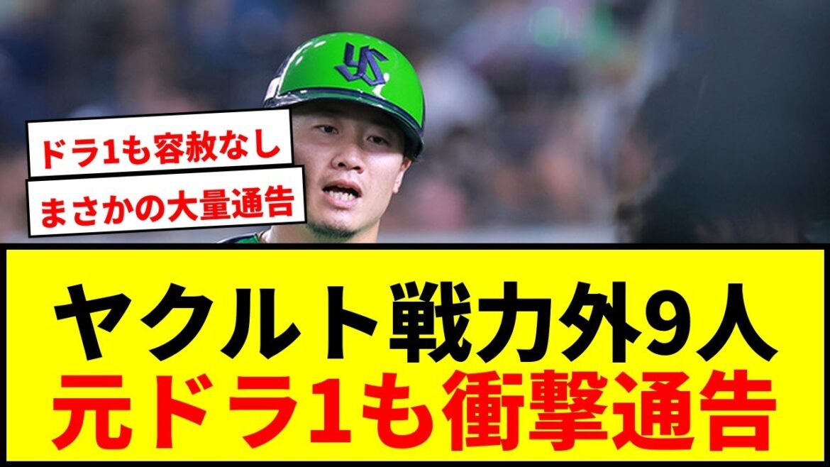 【衝撃】ヤクルト、西川ら大量9人に戦力外通告！元ドラ1が3人…血の入れ替え始まる