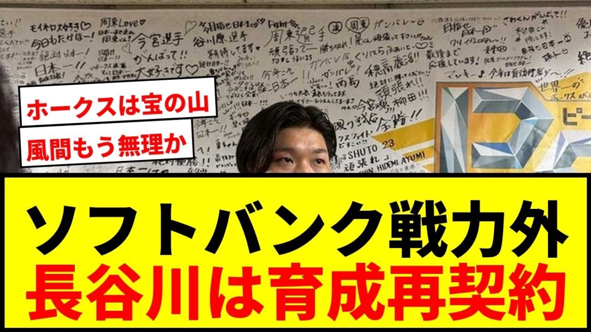 【衝撃】ソフトバンクが10選手に戦力外通告!26歳長谷川威展は育成再契約へww 【衝撃】ソフトバンクが10選手に戦力外通告!26歳長谷川威展は育成再契約へww