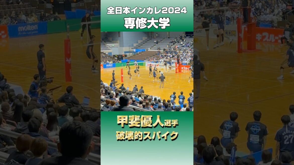 甲斐優人選手の脳破壊スパイク(全日本インカレ2024) #バレーボール #volleyball  #ハイキュー #専修大学